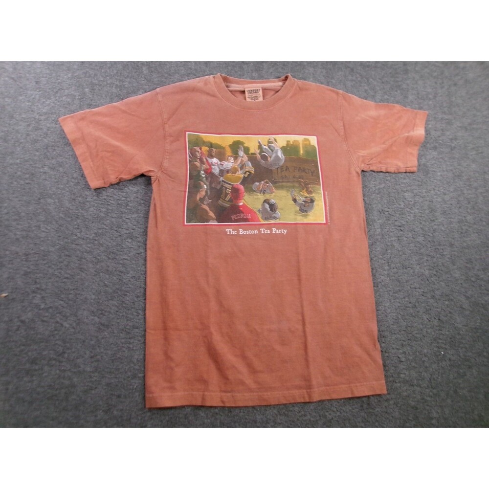 Boston Tea Party  Shirt Men Small Brown Baseball Basketball Hockey New England